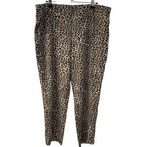 Chicos Crop Pants Sz 3 US 16 Animal Print Cotton Stretch Slimming Elastic